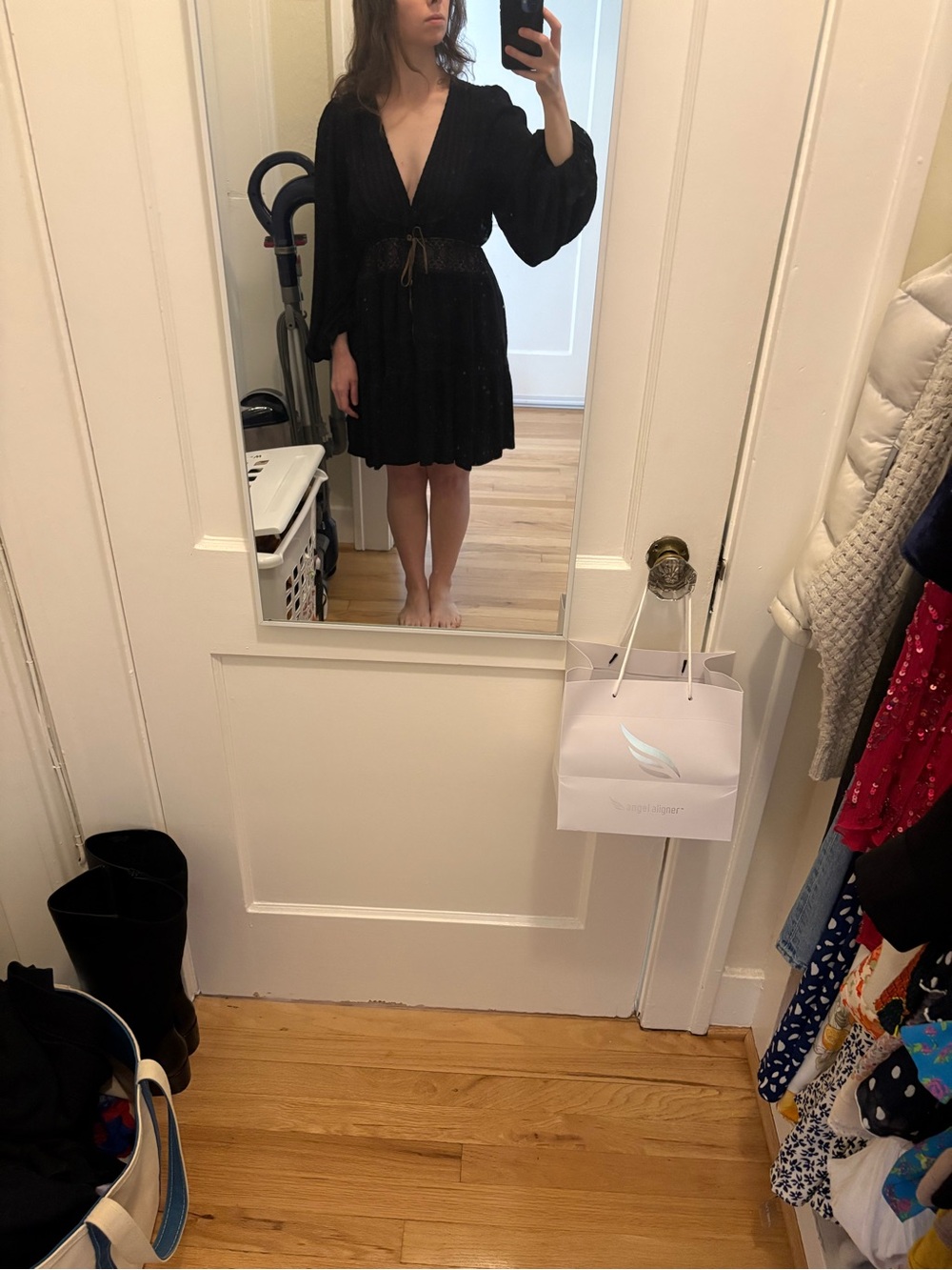 Free People Black Bohemian Mini Dress